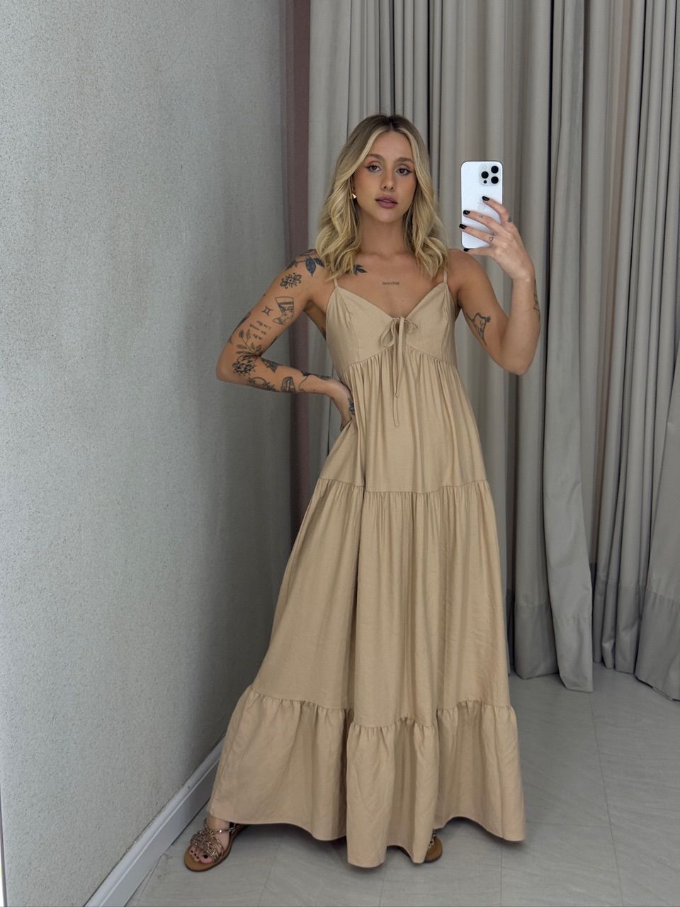 VESTIDO IVETE LONGO NUDE - 0061920049 - CAROLLA FERRARO