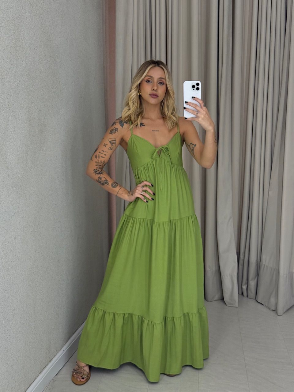 VESTIDO IVETE LONGO VERDE - 0061920014 - CAROLLA FERRARO