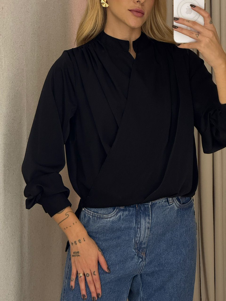 BLUSA YARA MANGA Preta