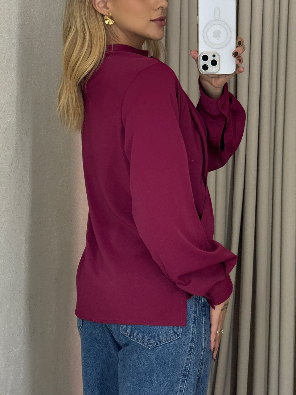 BLUSA YARA MANGA VINHO