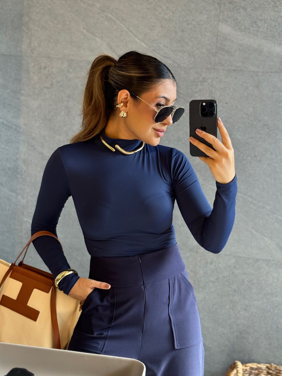 BODY LUDMILA CF MANGA MARINHO - 0065500055 - CAROLLA FERRARO