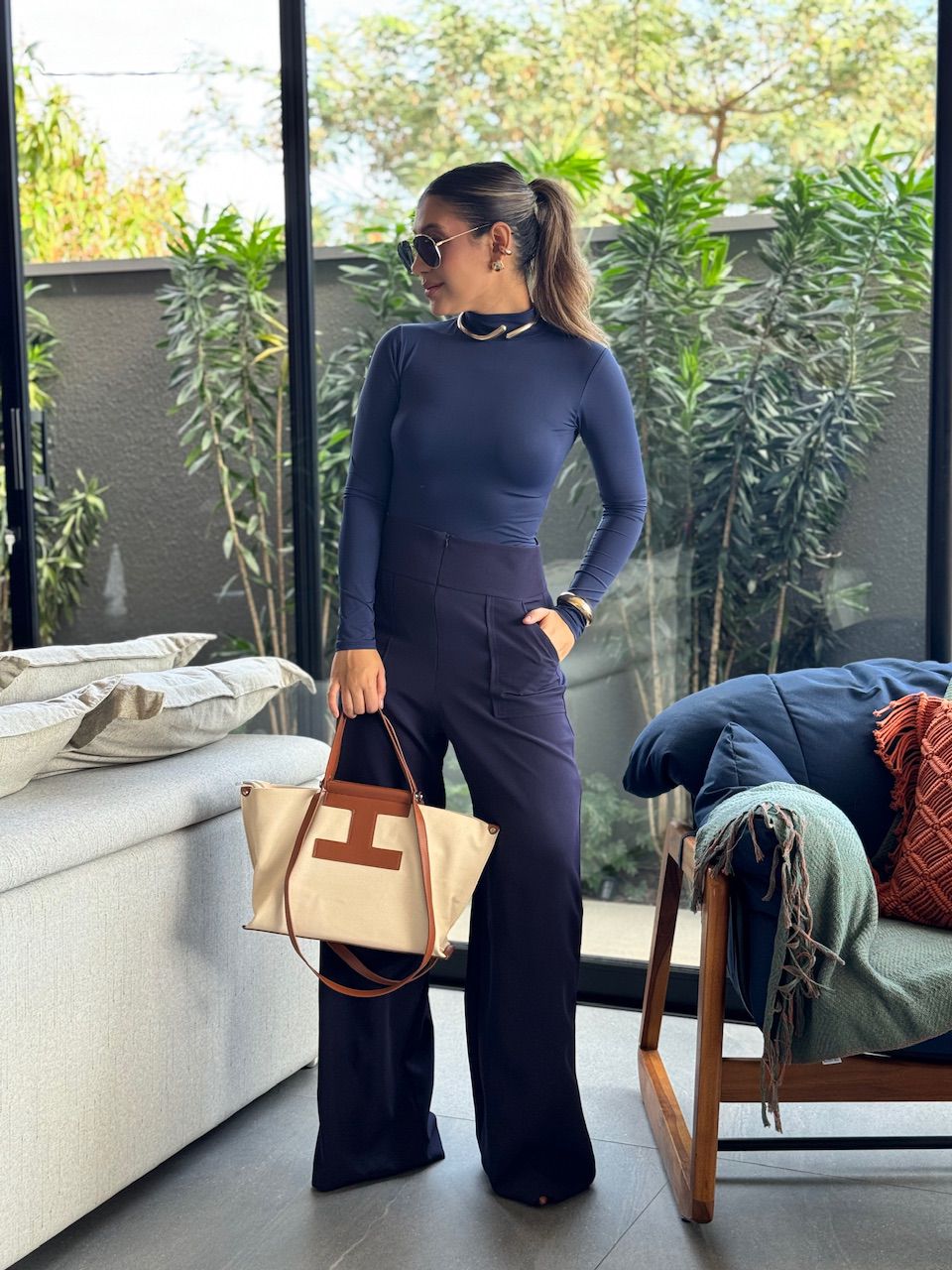 CALÇA MAJU CF PANTALONA MARINHO