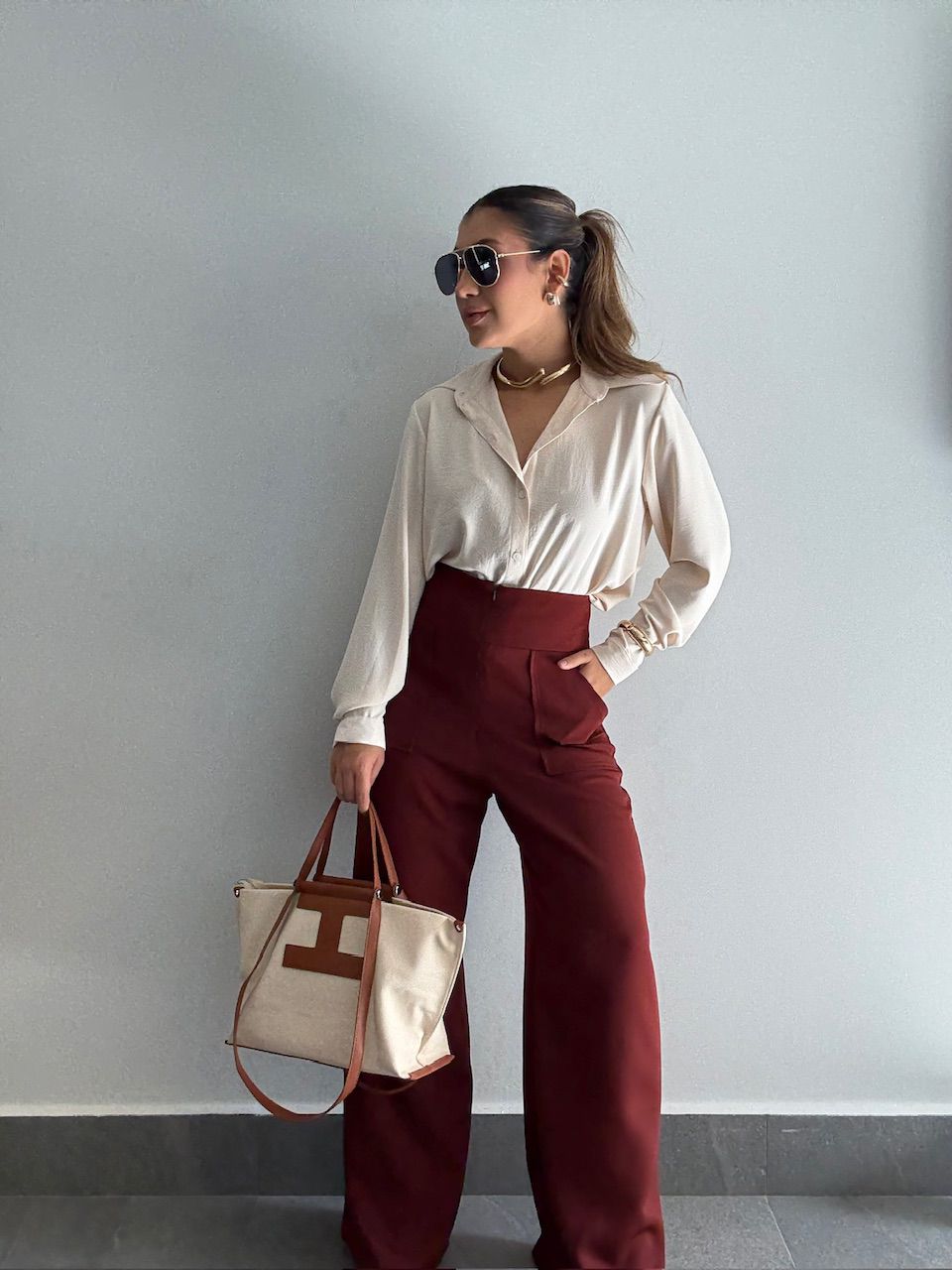 CALÇA MAJU CF PANTALONA MARROM
