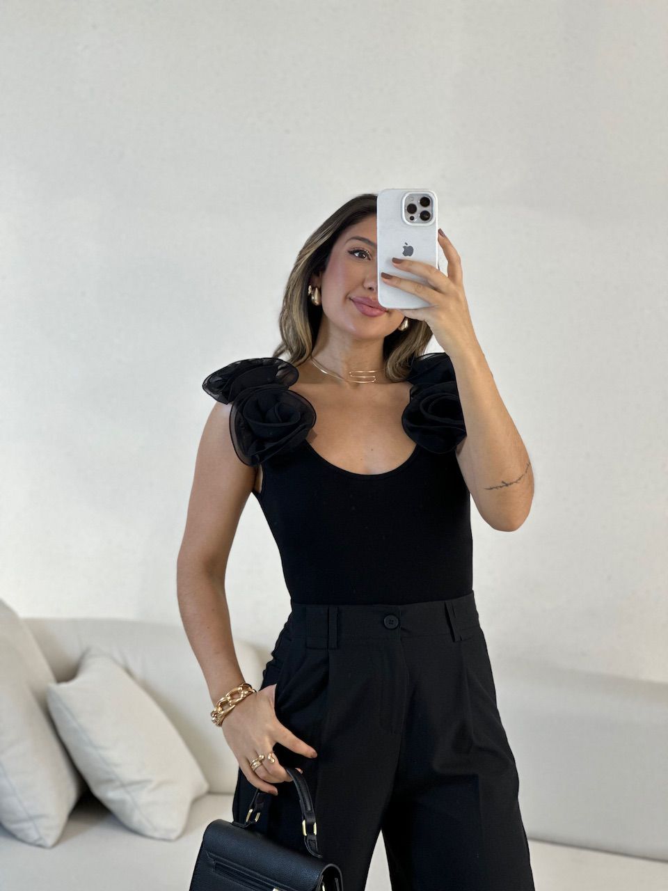 BODY DÁLIA FLOR preto