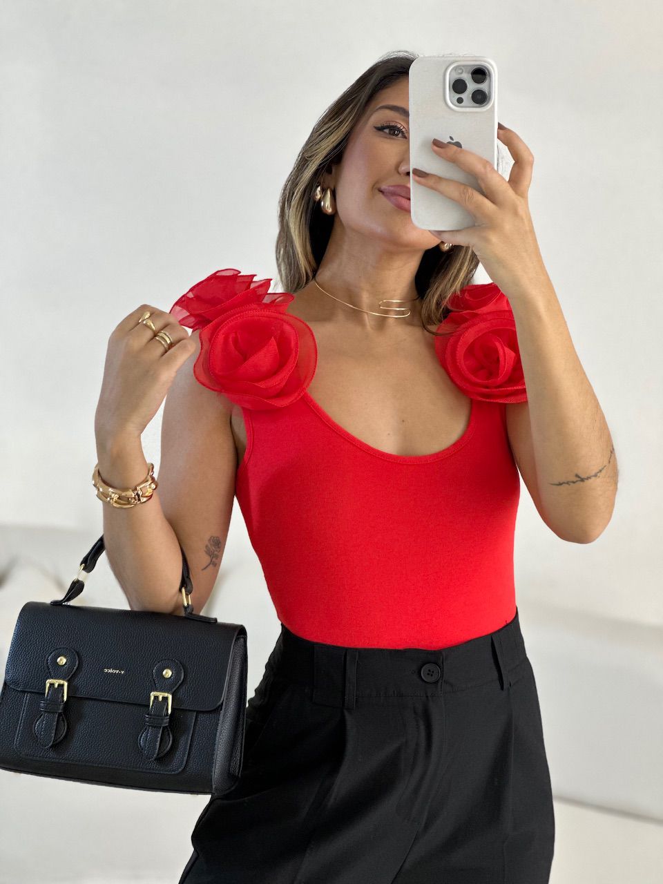 BODY DÁLIA FLOR vermelho