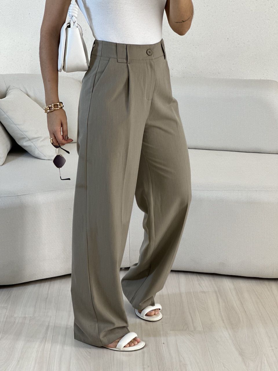 CALÇA VALENTINA PANTALONA Caqui