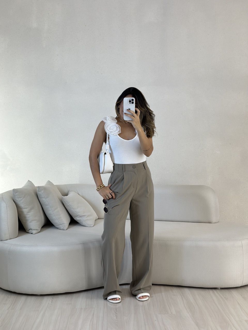 CALÇA VALENTINA PANTALONA Caqui