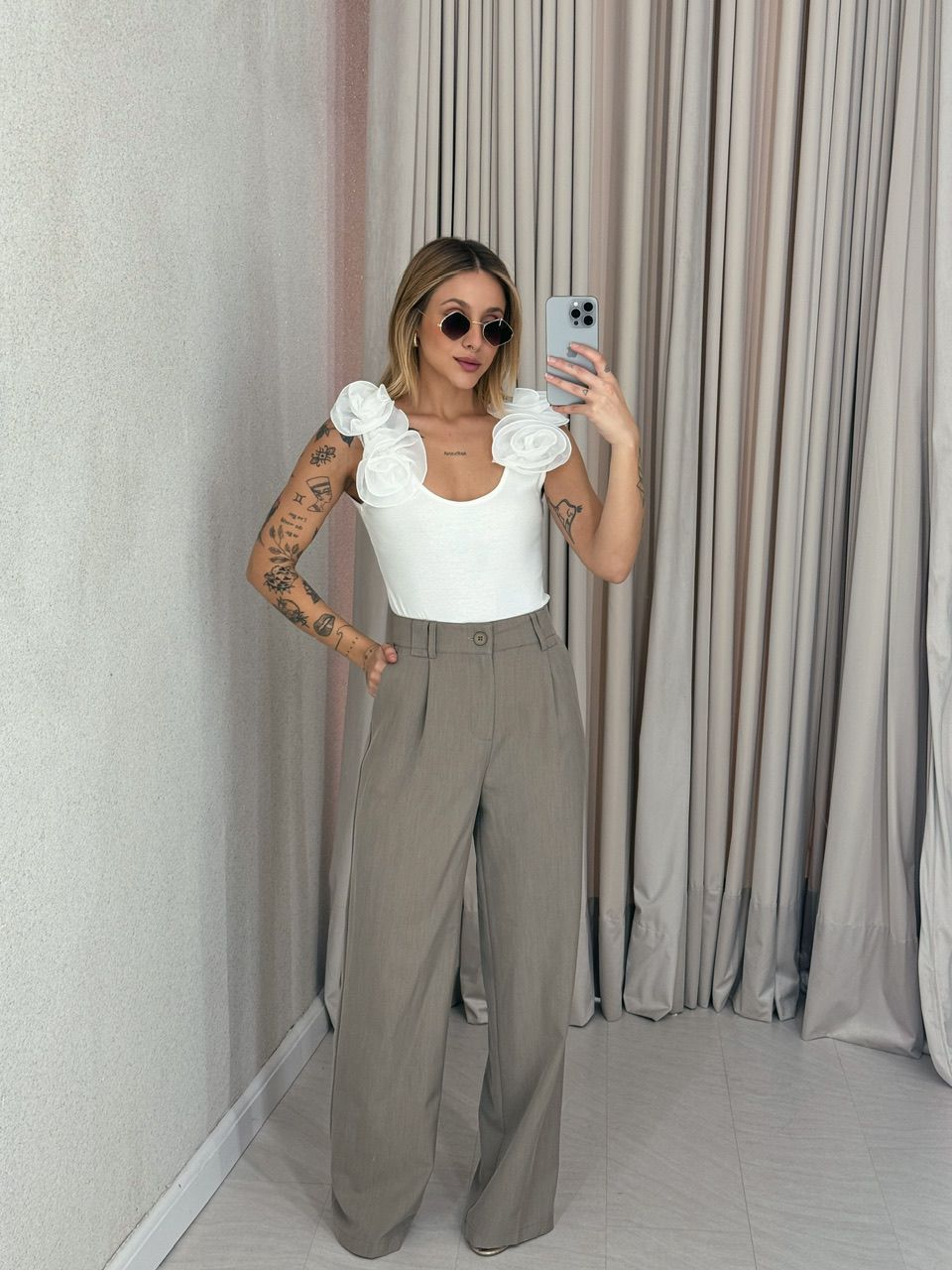 CALÇA VALENTINA PANTALONA Caqui
