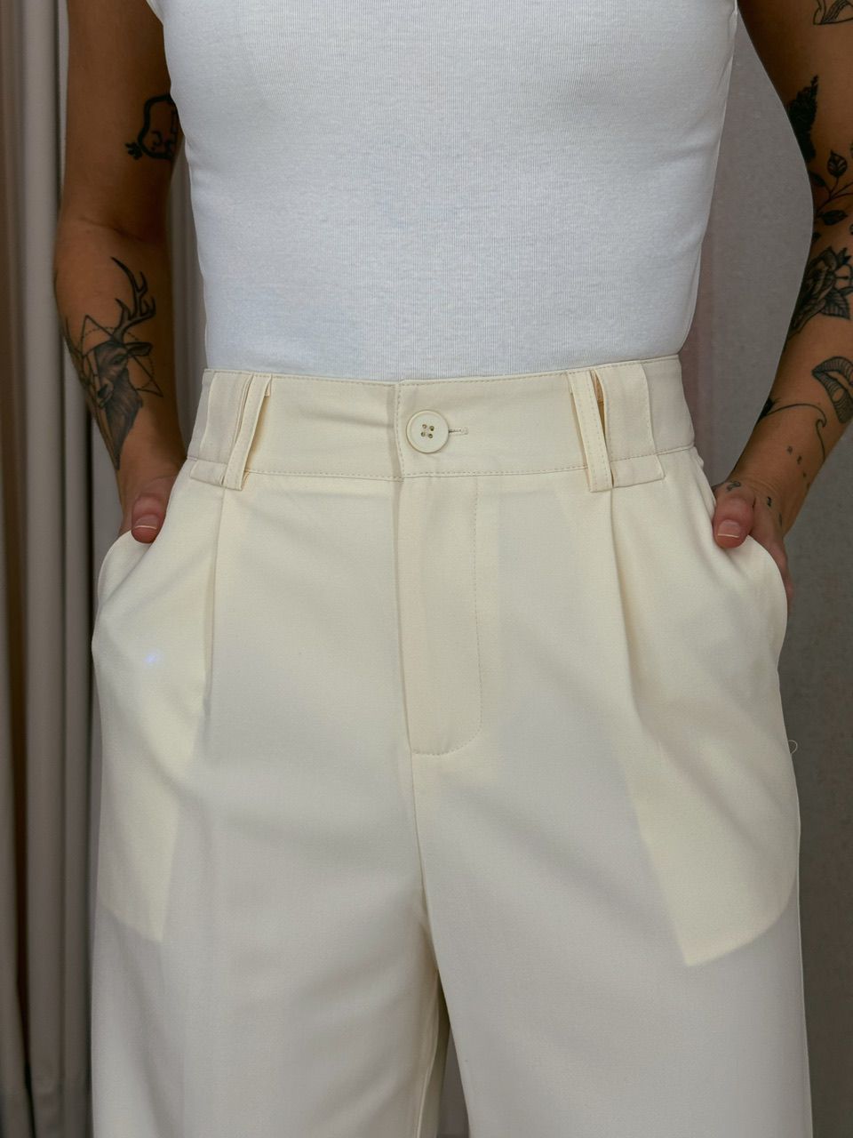 CALÇA VALENTINA PANTALONA Marfim