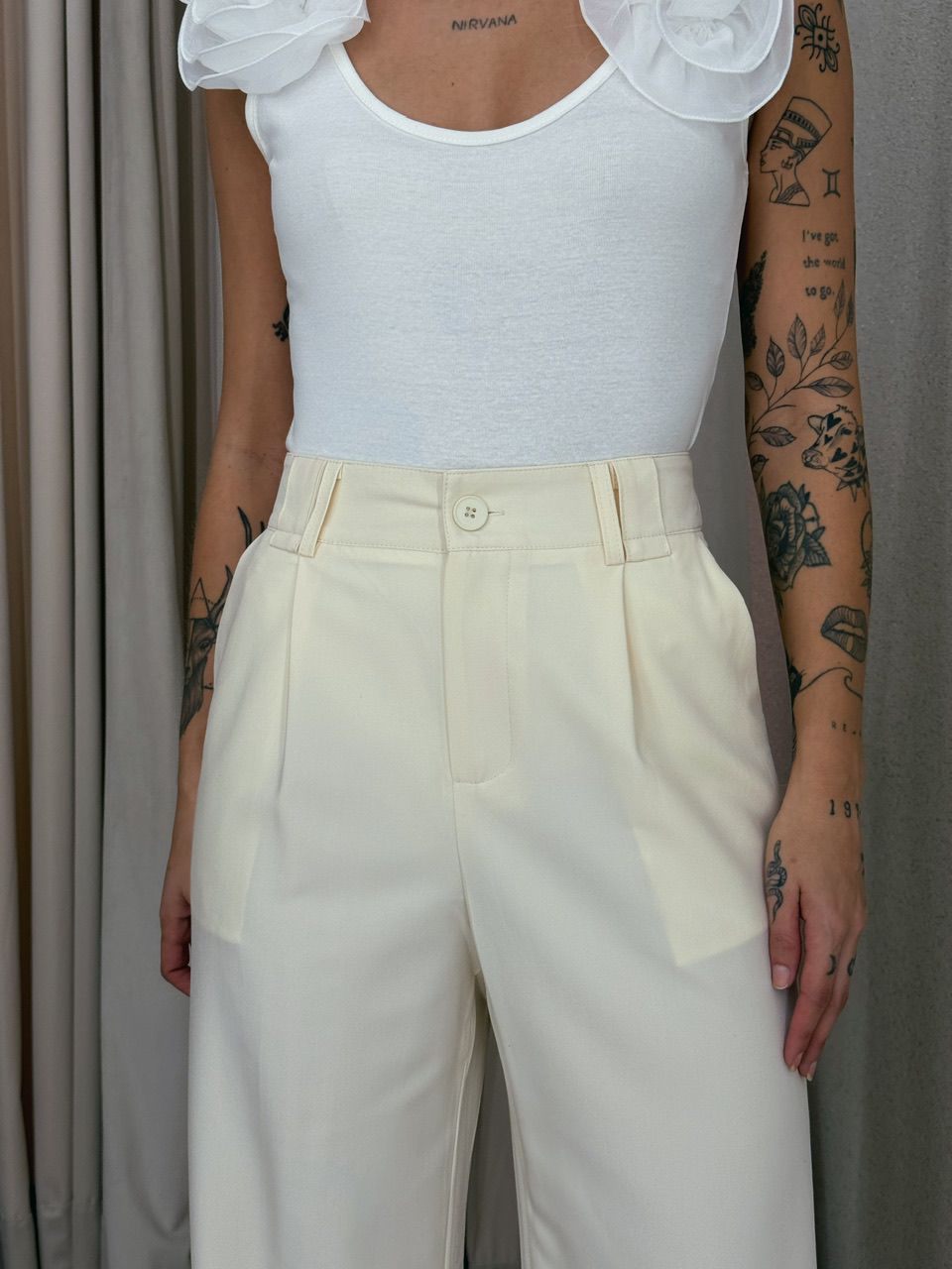 CALÇA VALENTINA PANTALONA Marfim