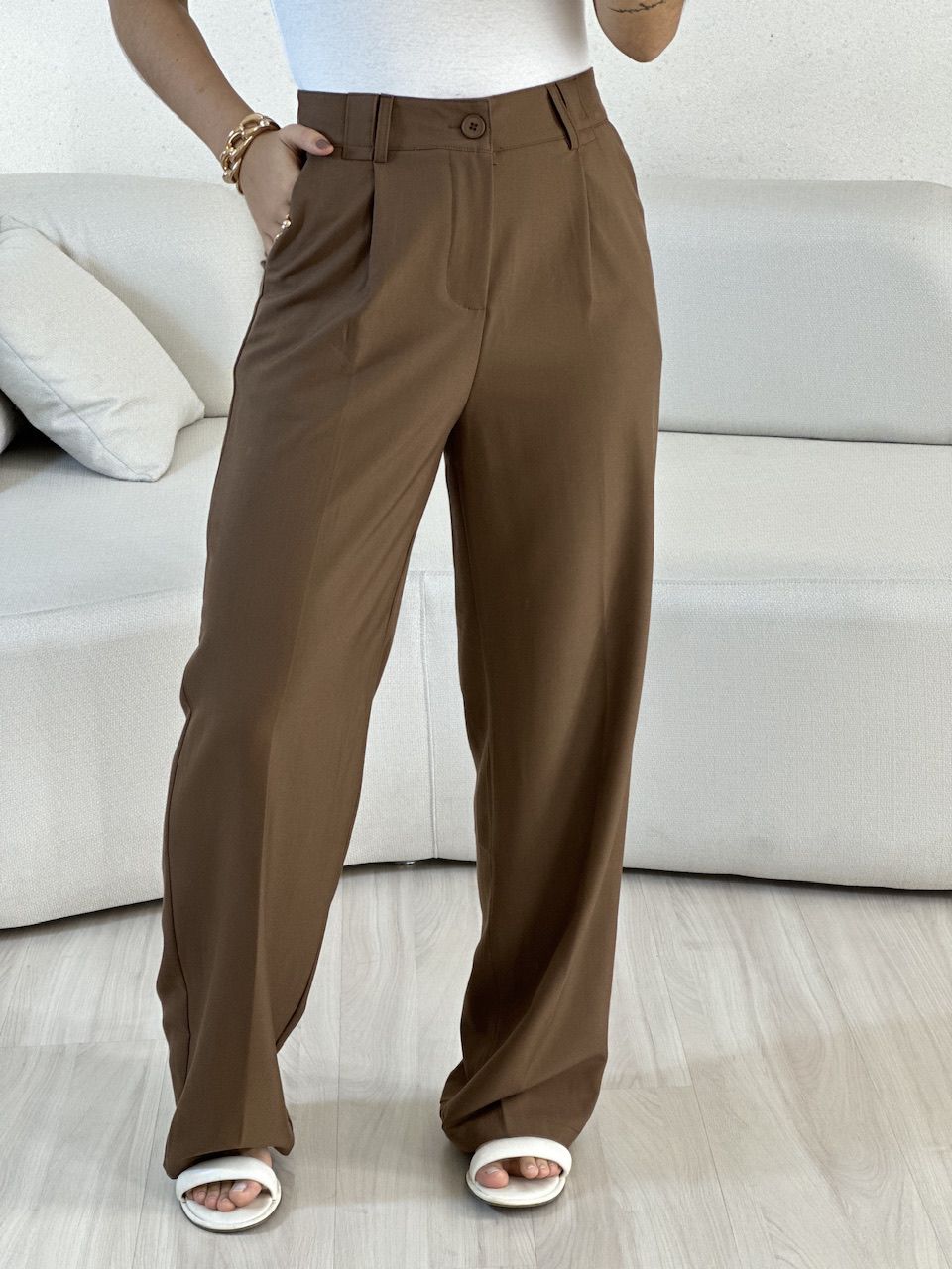 CALÇA VALENTINA PANTALONA Marrom - 0055080054 - CAROLLA FERRARO