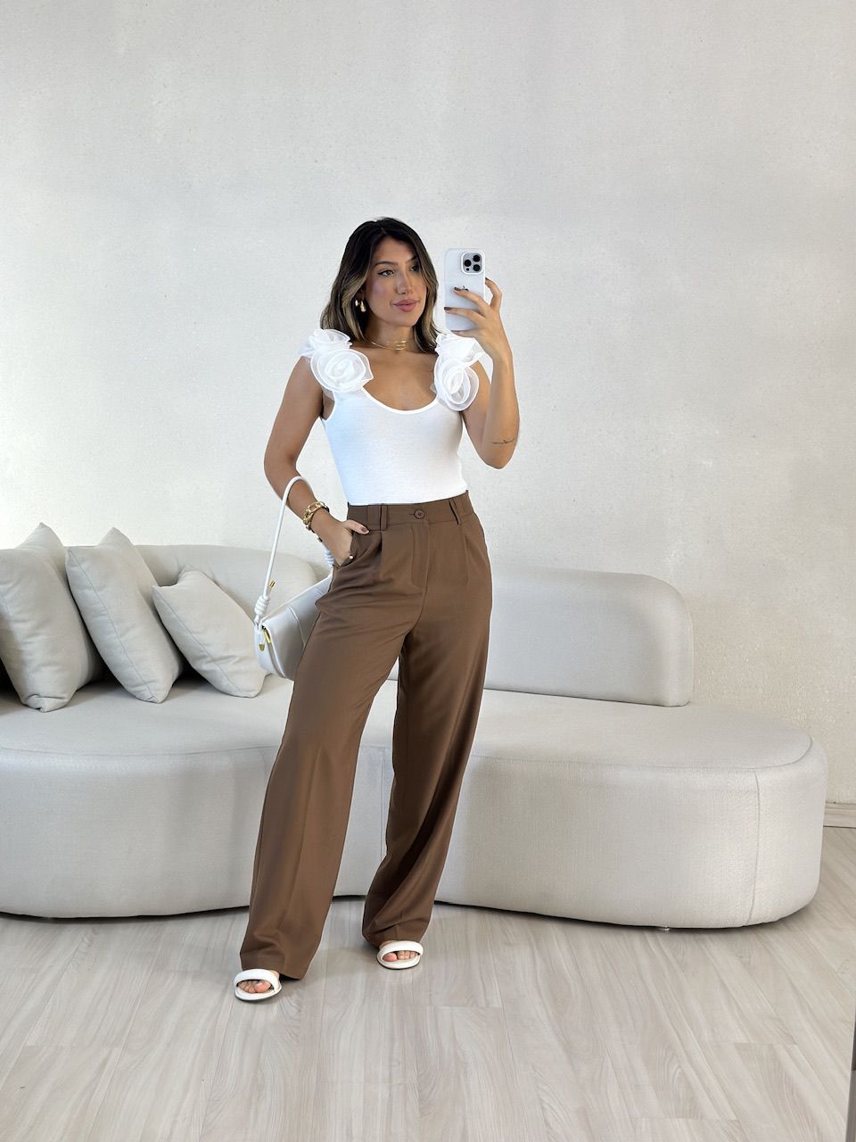 CALÇA VALENTINA PANTALONA Marrom