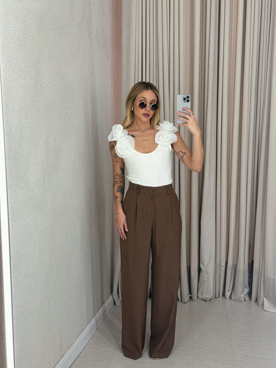 CALÇA VALENTINA PANTALONA Marrom