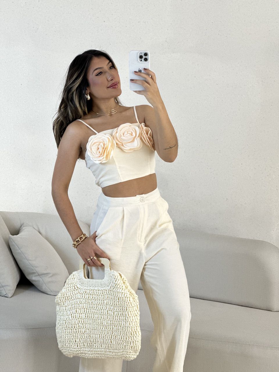 CONJUNTO CLARICE FLOR Marfim