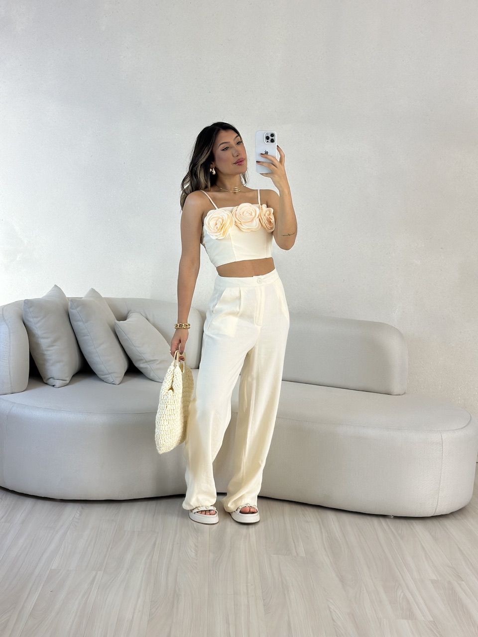 CONJUNTO CLARICE FLOR Marfim