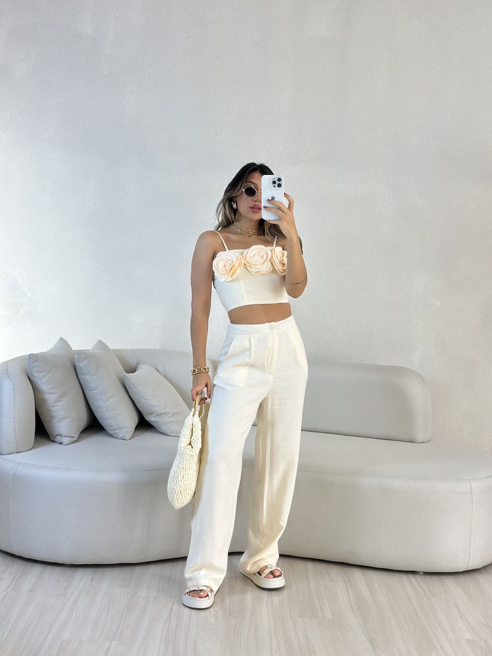 CONJUNTO CLARICE FLOR Marfim - 0055090056 - CAROLLA FERRARO