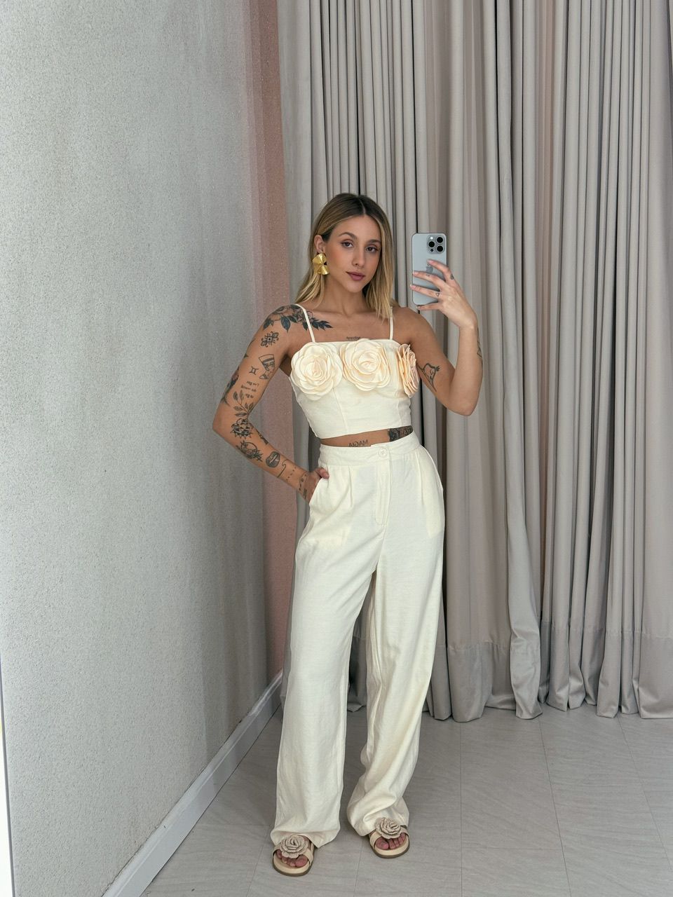 CONJUNTO CLARICE FLOR Marfim