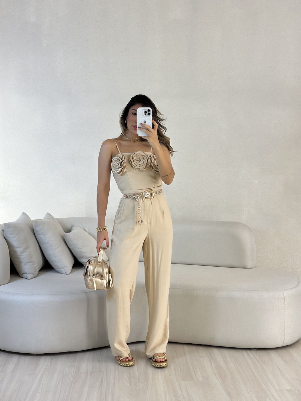 CONJUNTO CLARICE FLOR Nude - 0055090049 - CAROLLA FERRARO