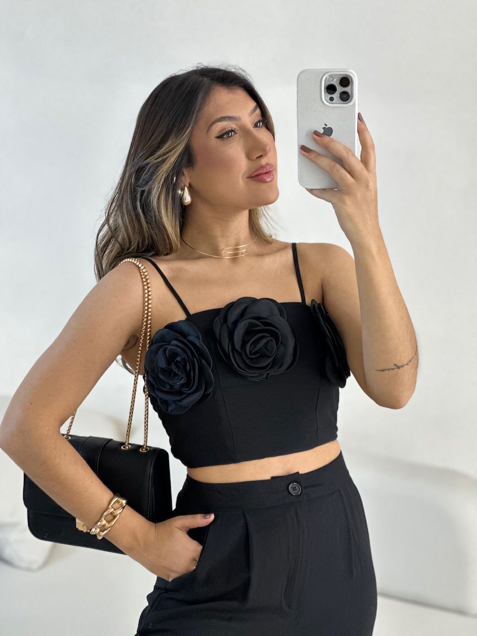 CONJUNTO CLARICE FLOR preto