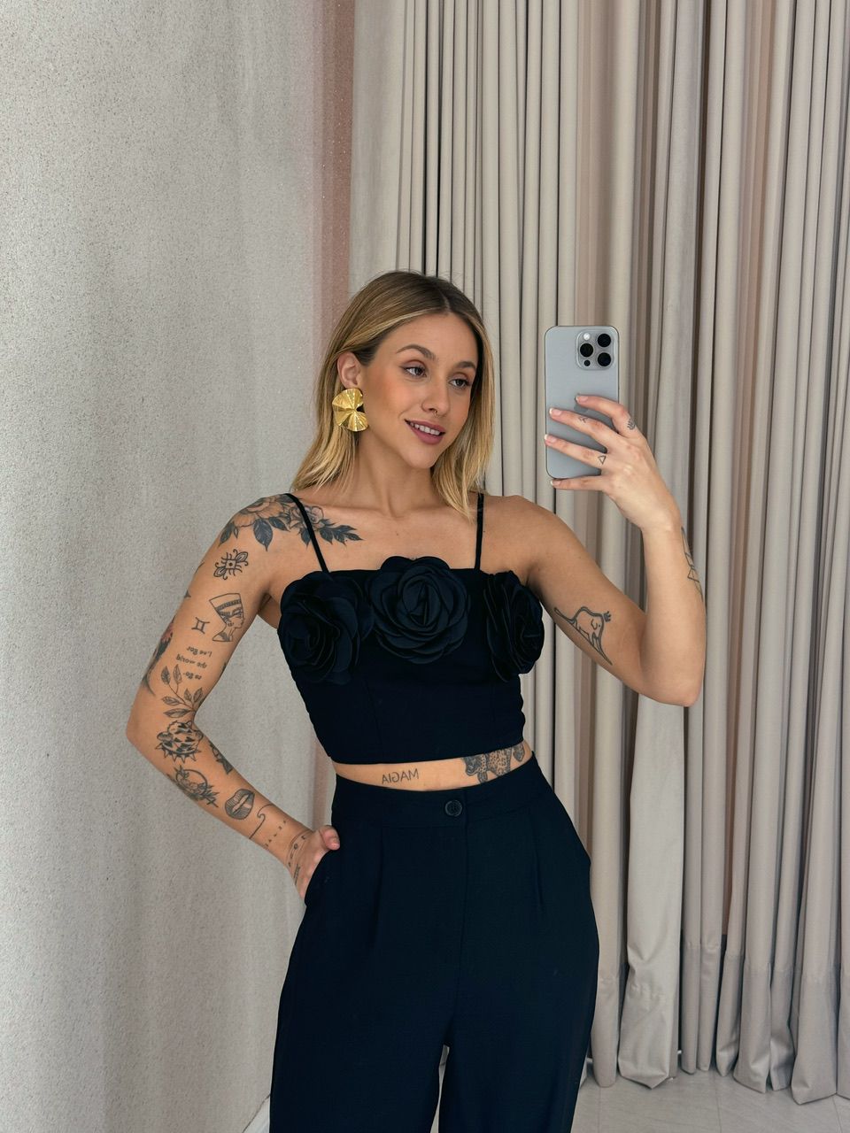 CONJUNTO CLARICE FLOR preto
