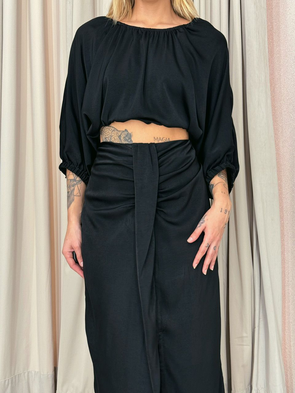 CROPPED MELISSA COSTA ABERTA preto