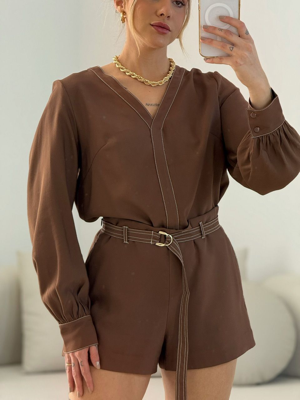 SHORT NATALIA CINTO MARROM