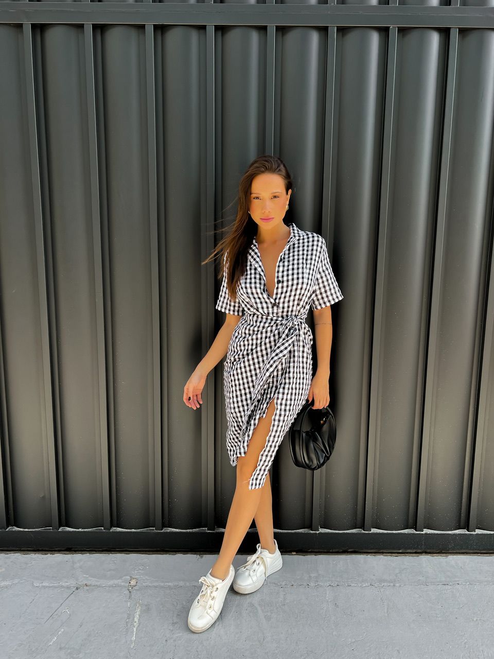 VESTIDO SOFIA MIDI XADREZ PRETO