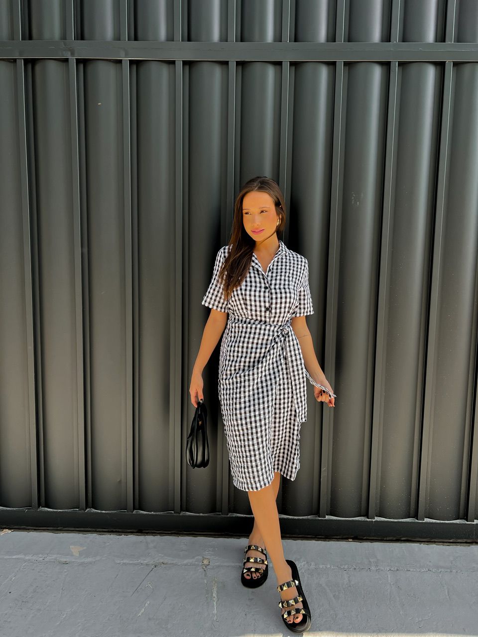 VESTIDO SOFIA MIDI XADREZ PRETO