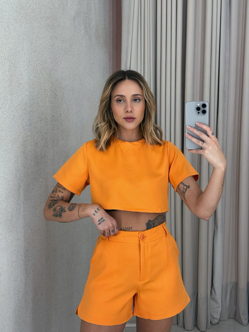 CONJUNTO PAMELA SHORT LARANJA