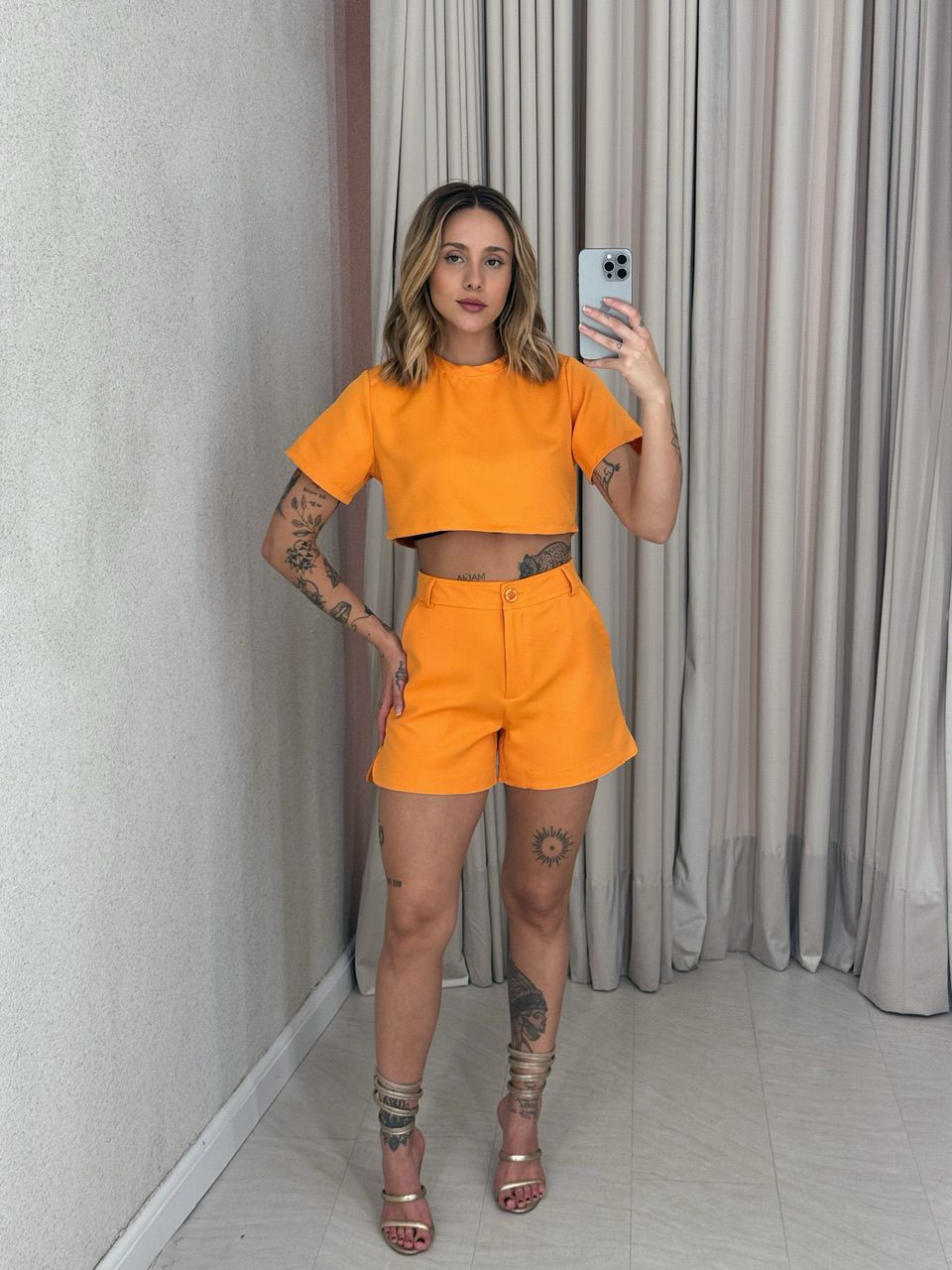 CONJUNTO PAMELA SHORT LARANJA - 0057050068 - CAROLLA FERRARO