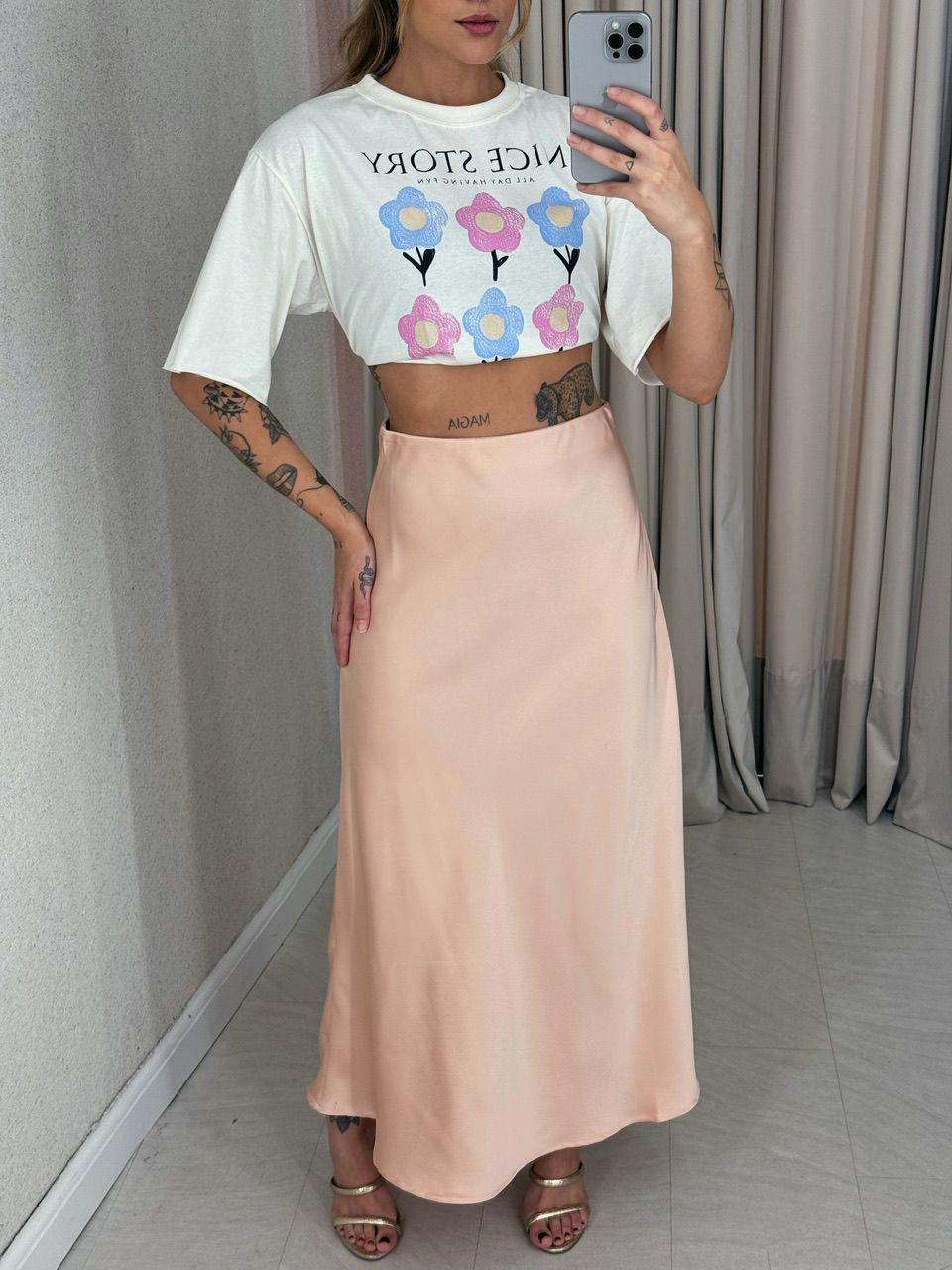 SAIA SELENA MIDI ROSÊ - 0057030025 - CAROLLA FERRARO