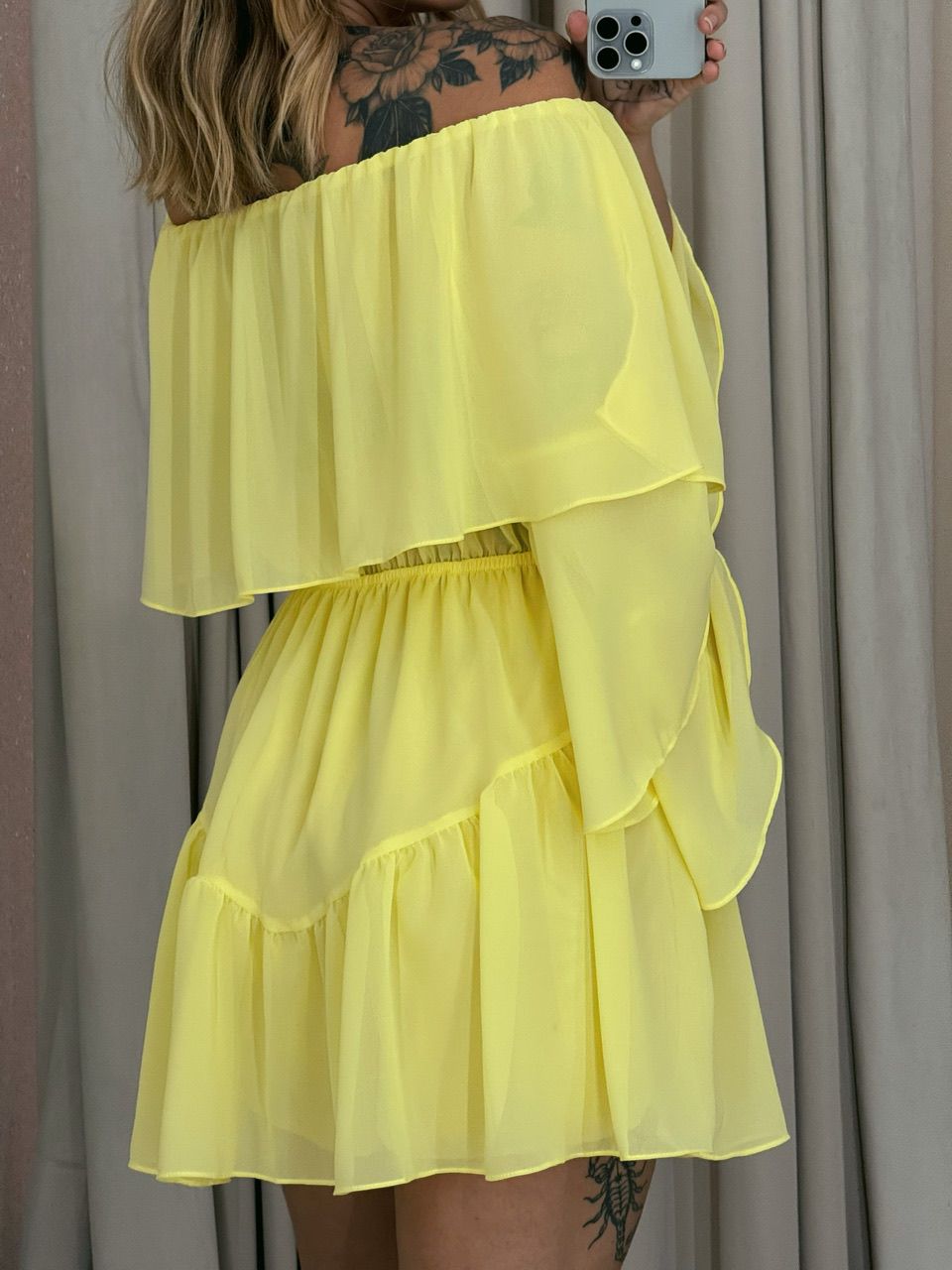 VESTIDO RITA BABADOS Amarelo