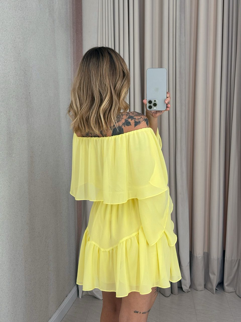 VESTIDO RITA BABADOS Amarelo