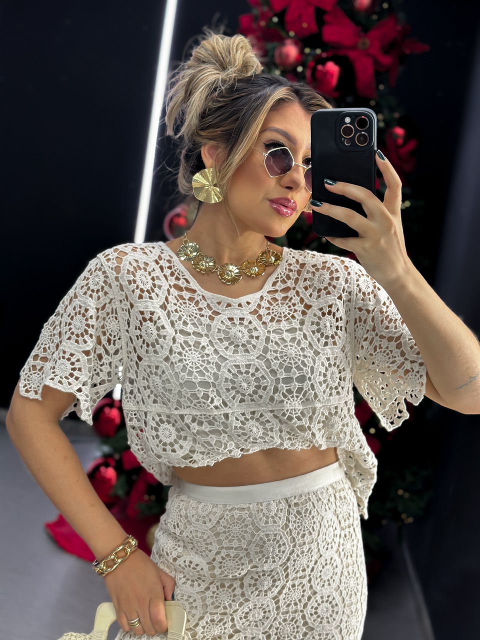 BLUSA CROCHÊ MANGA CRU