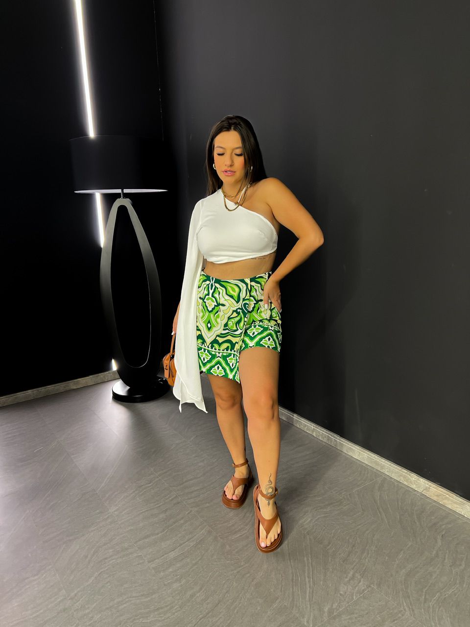 SHORT SAIA MÁRCIA ESTAMPADO VERDE