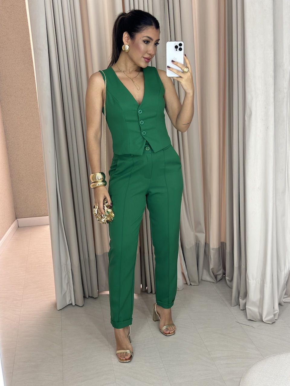 CONJUNTO BETH CALÇA VERDE - 0058310014 - CAROLLA FERRARO