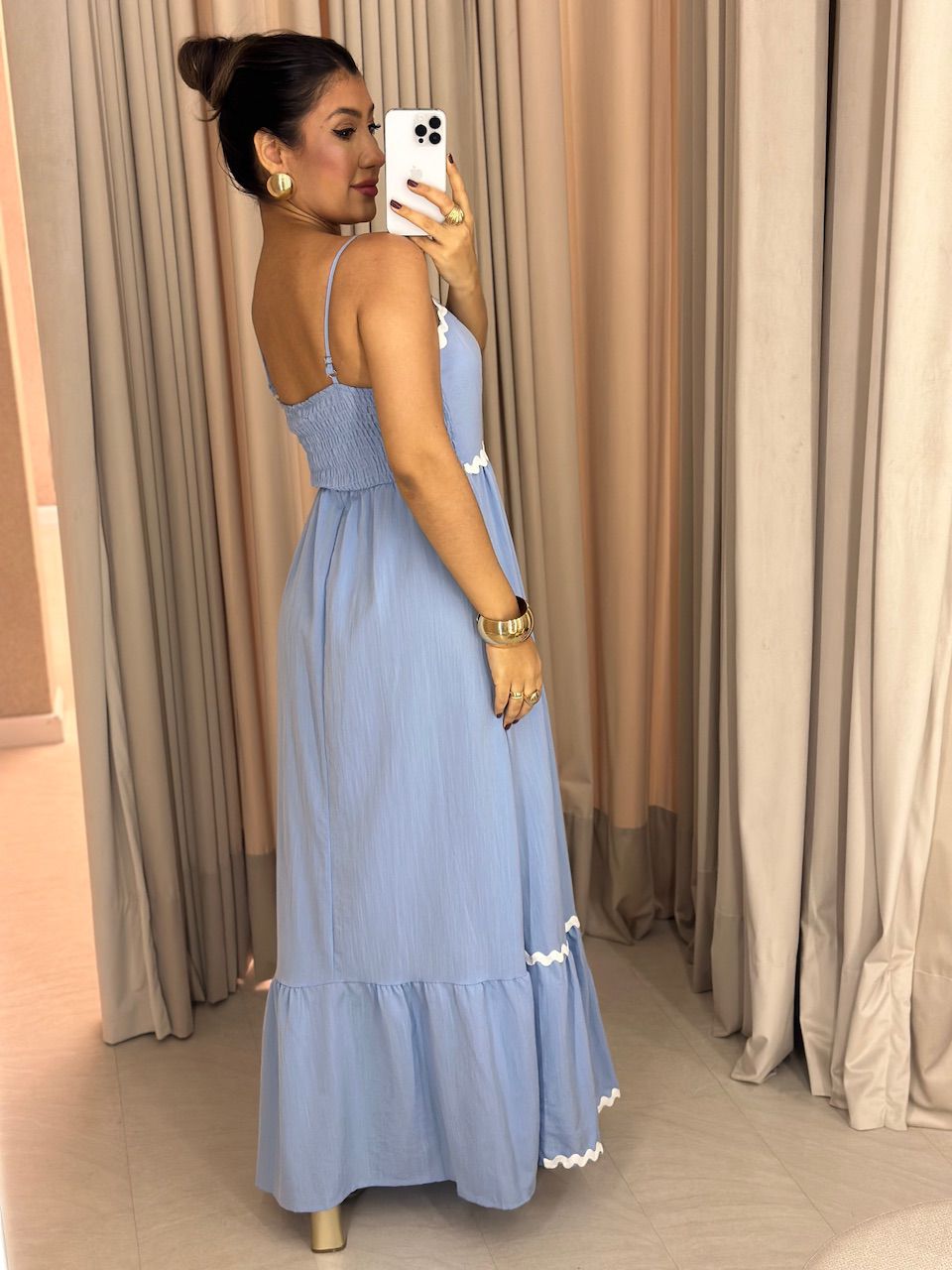 VESTIDO CÉLIA LONGUETE AZUL