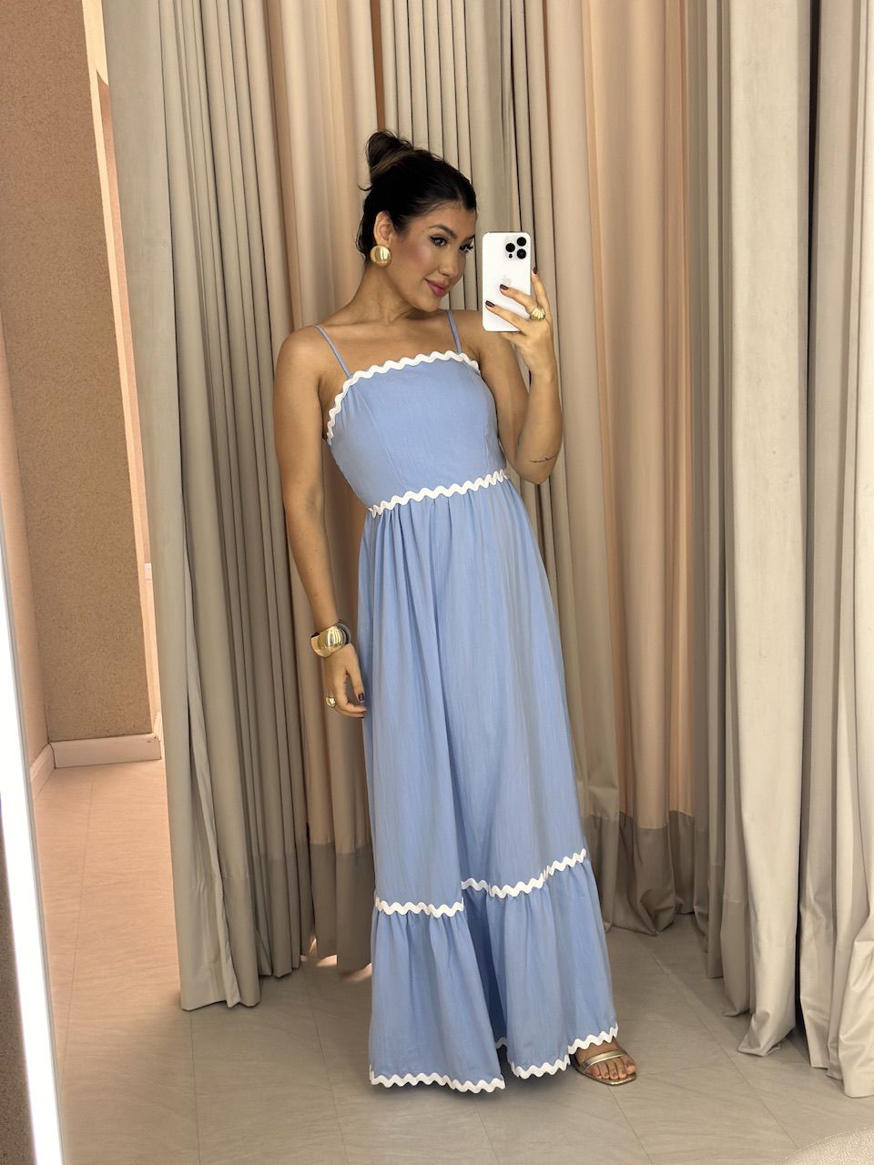 VESTIDO CÉLIA LONGUETE AZUL