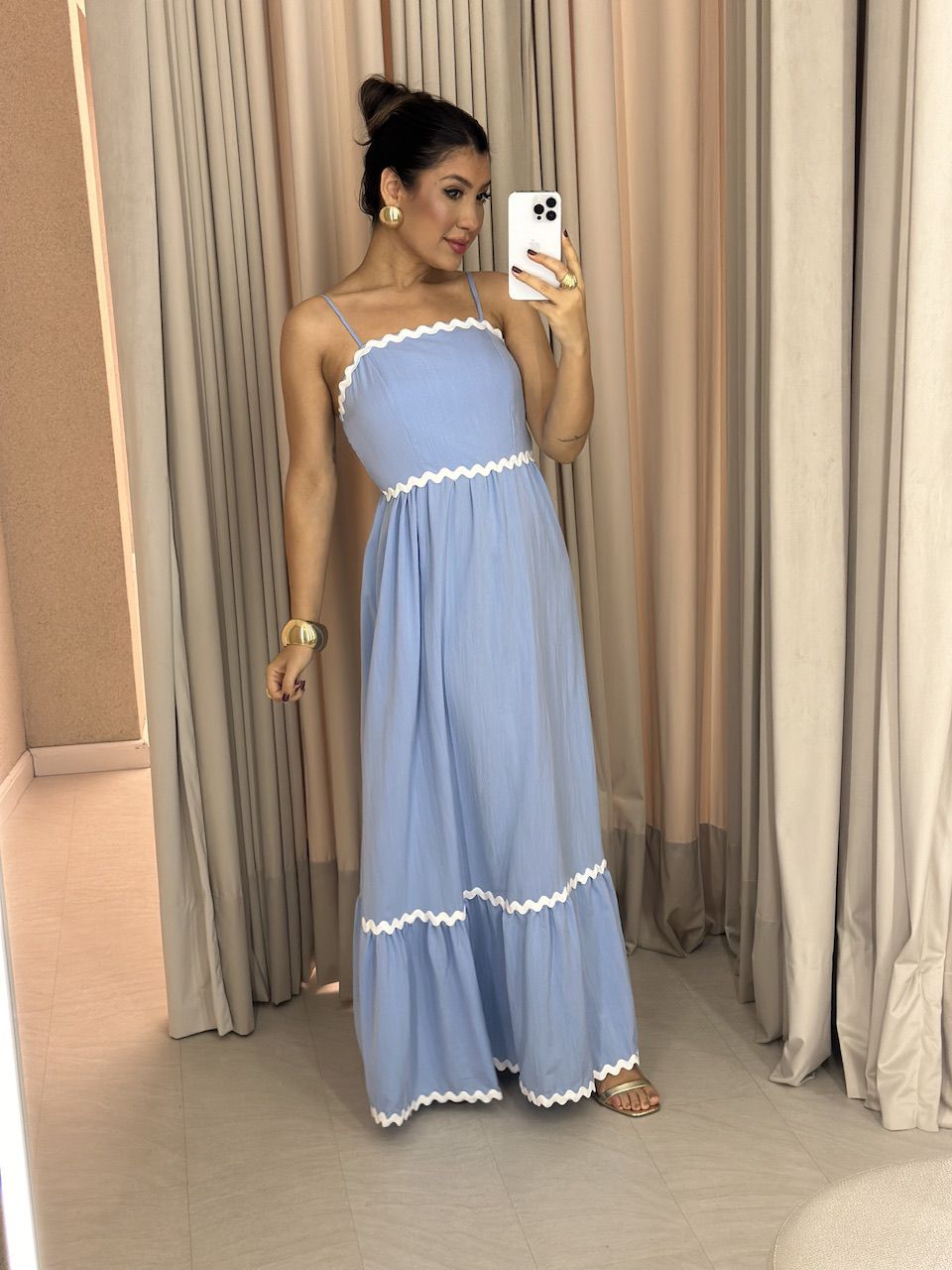 VESTIDO CÉLIA LONGUETE AZUL