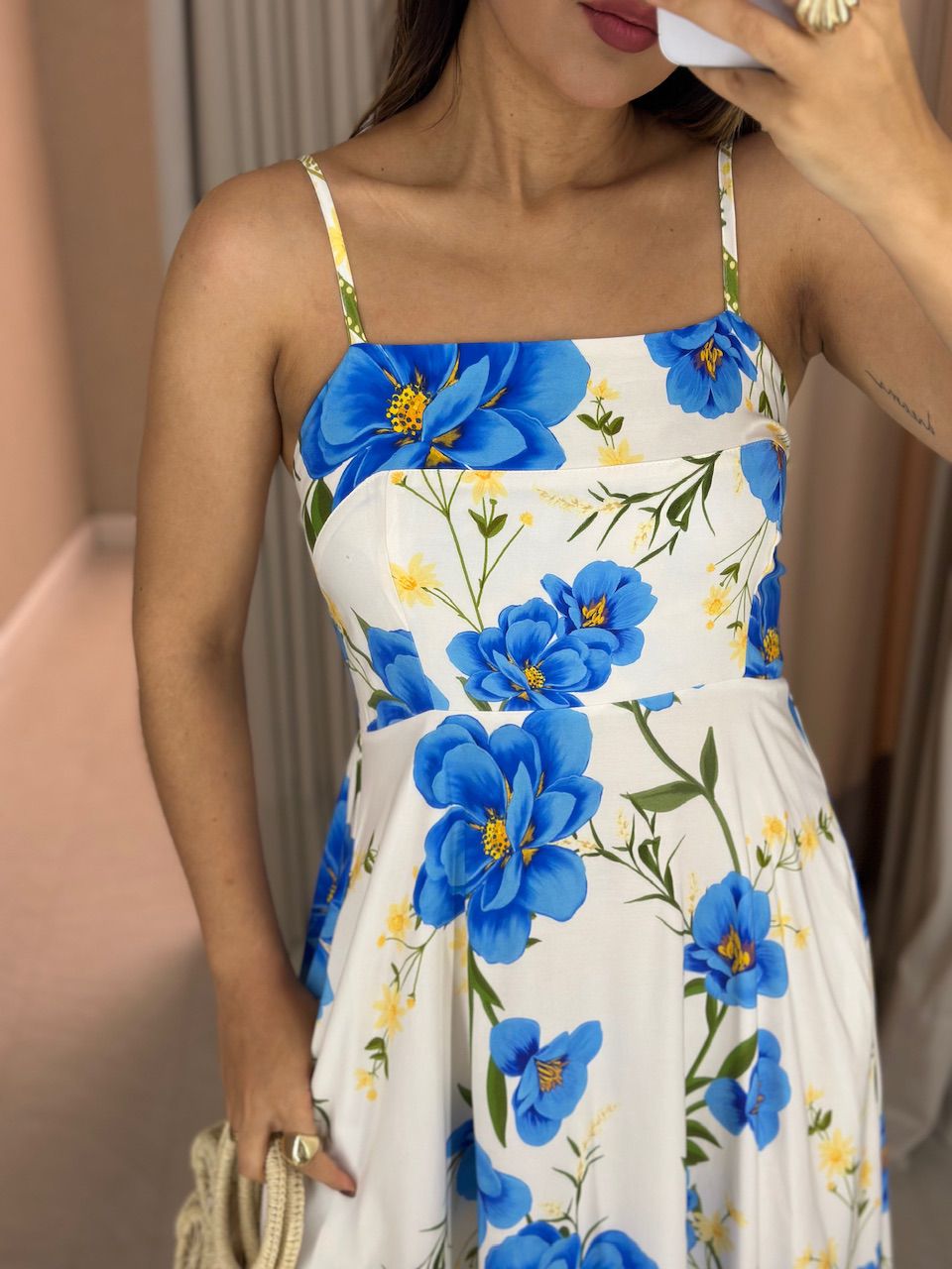 VESTIDO FRANCINE alça OFF/ESTAMPADO