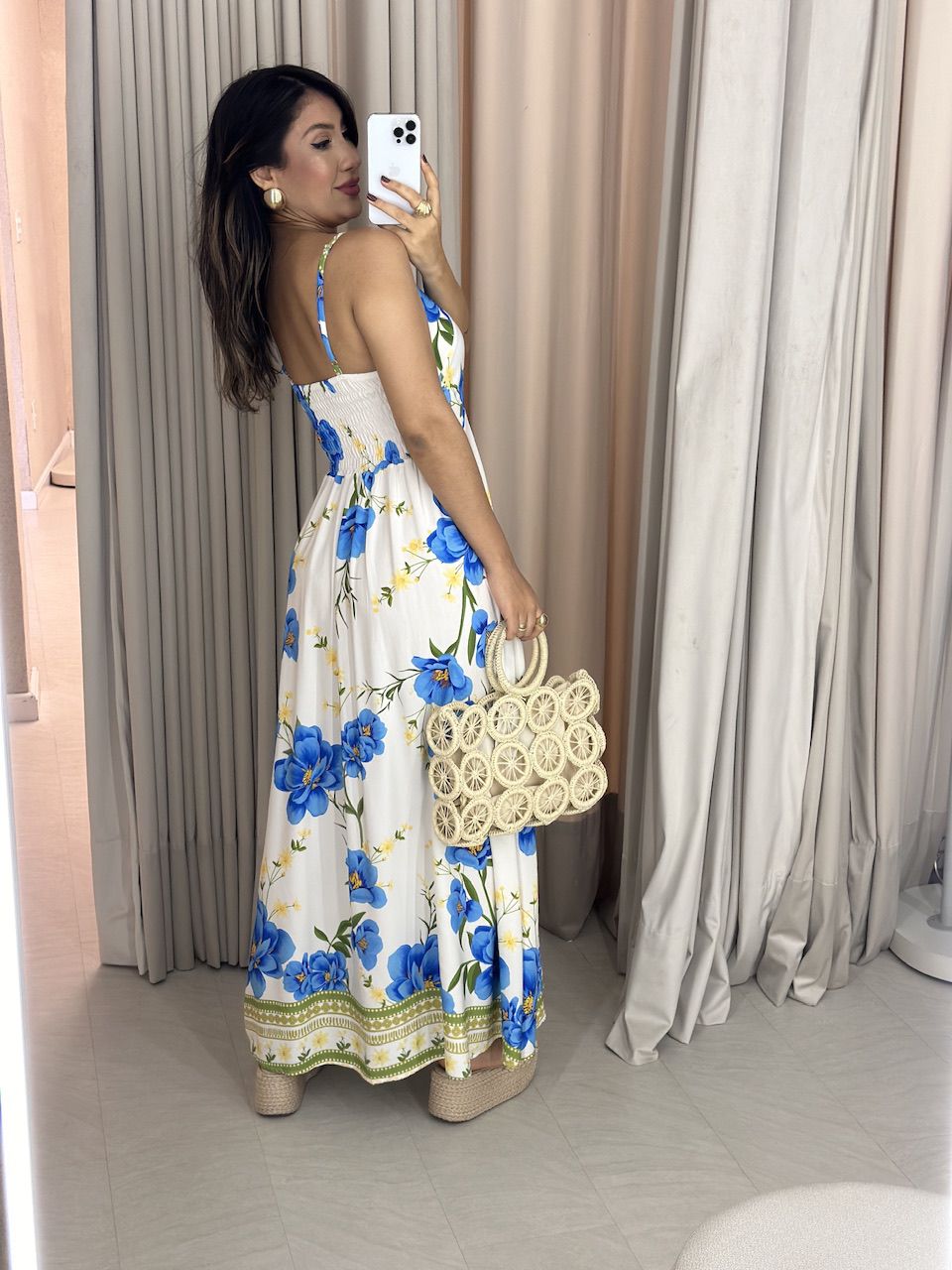 VESTIDO FRANCINE alça OFF/ESTAMPADO
