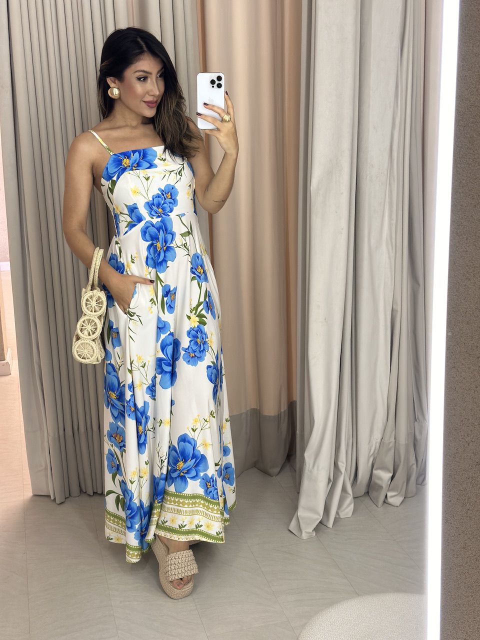 VESTIDO FRANCINE alça OFF/ESTAMPADO