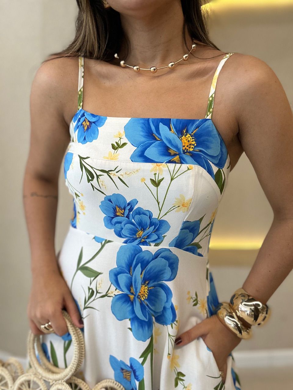 VESTIDO FRANCINE alça OFF/ESTAMPADO