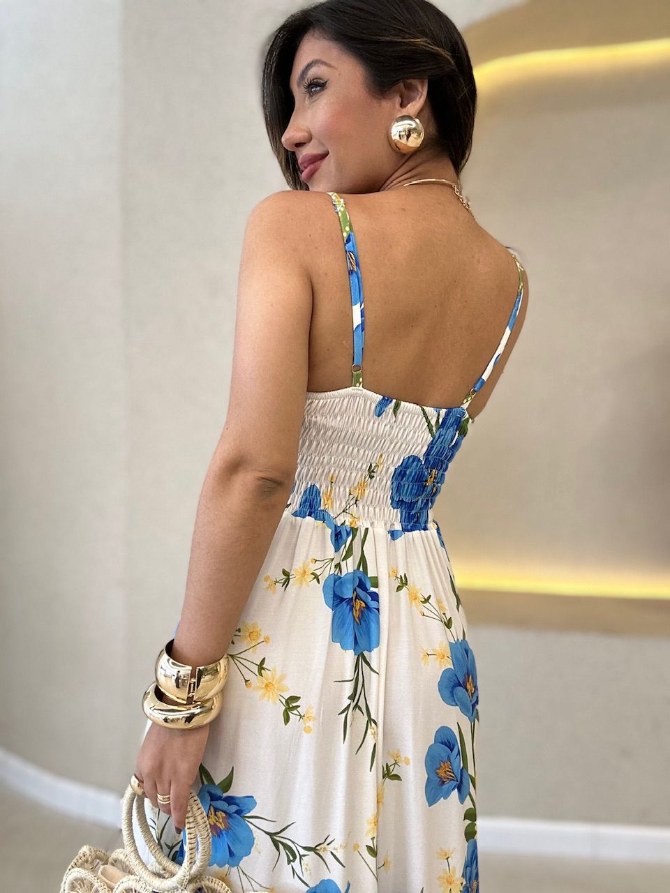 VESTIDO FRANCINE alça OFF/ESTAMPADO