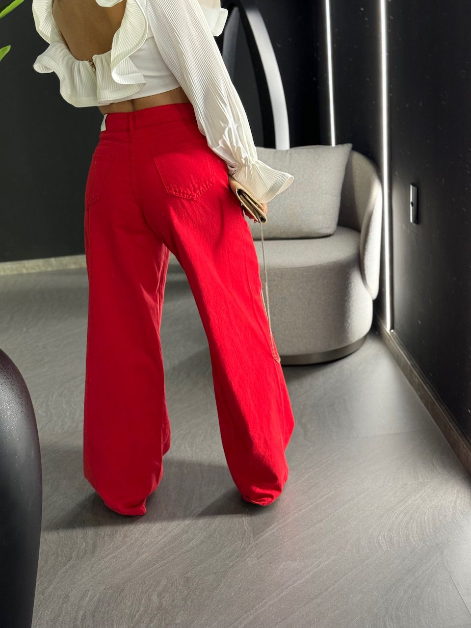CALÇA LARA PANTALONA JEANS VERMELHO