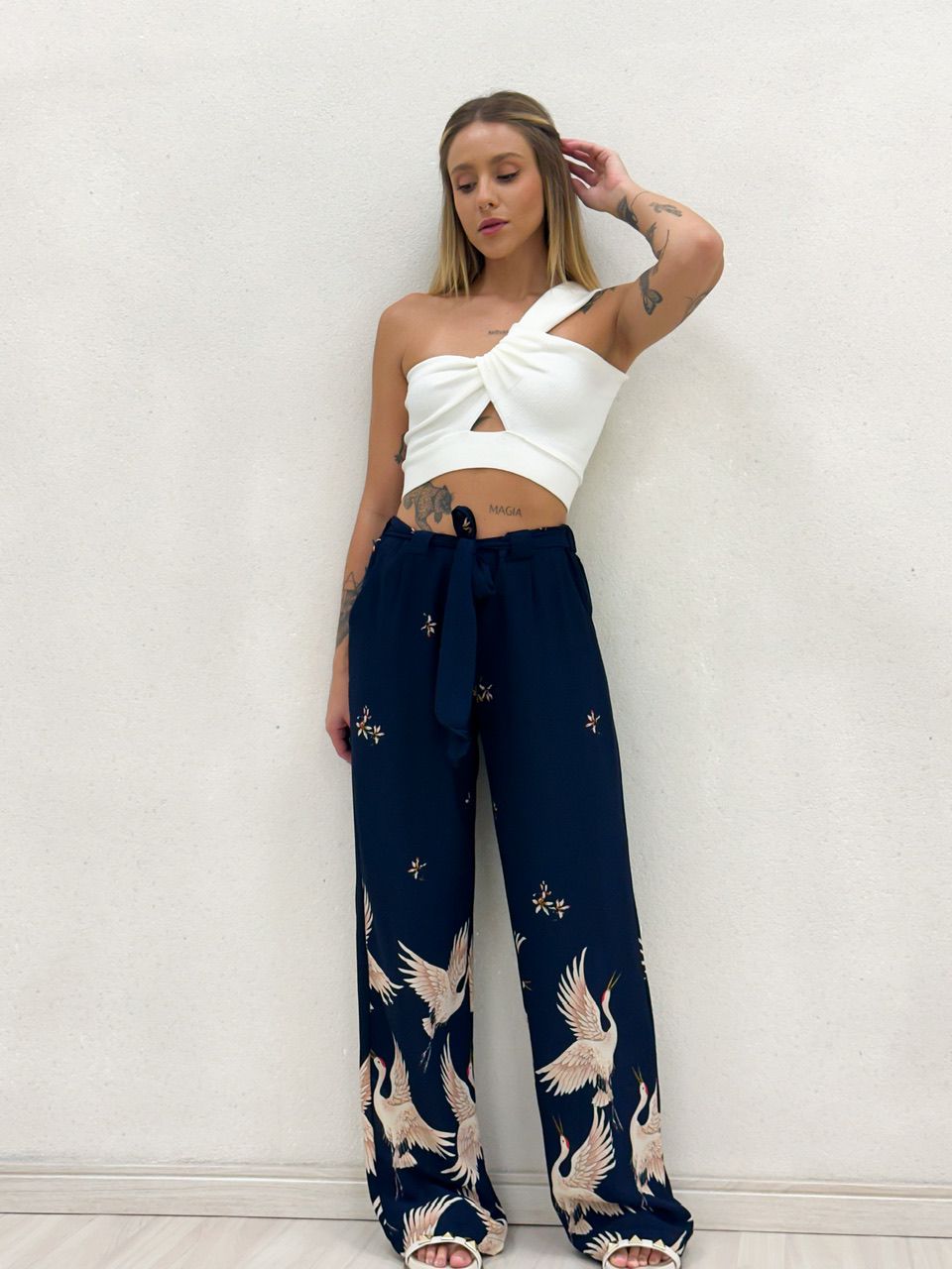 CALÇA HANA ESTAMPADA MARINHO