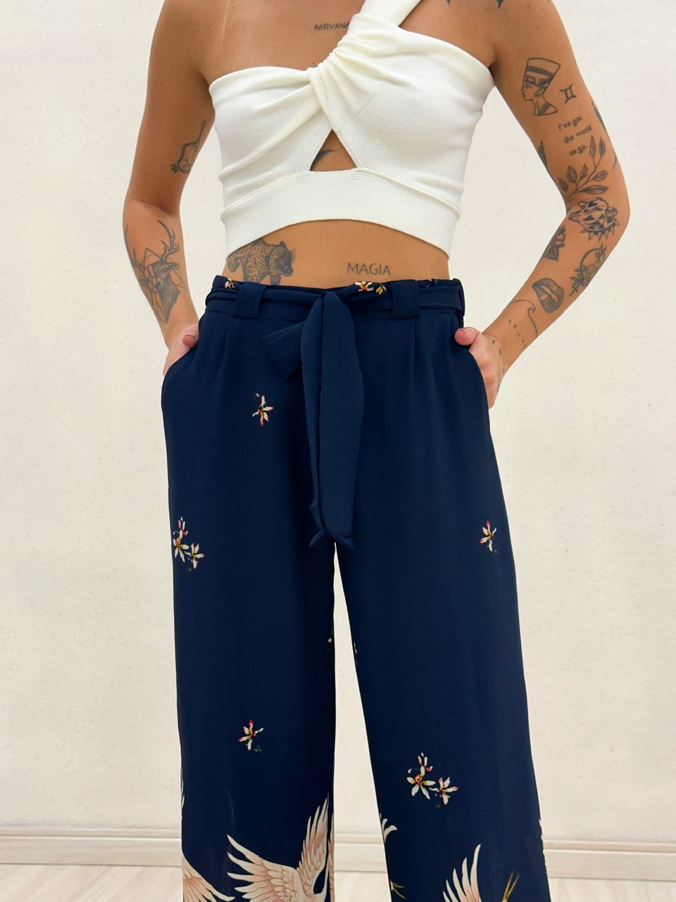 CALÇA HANA ESTAMPADA MARINHO