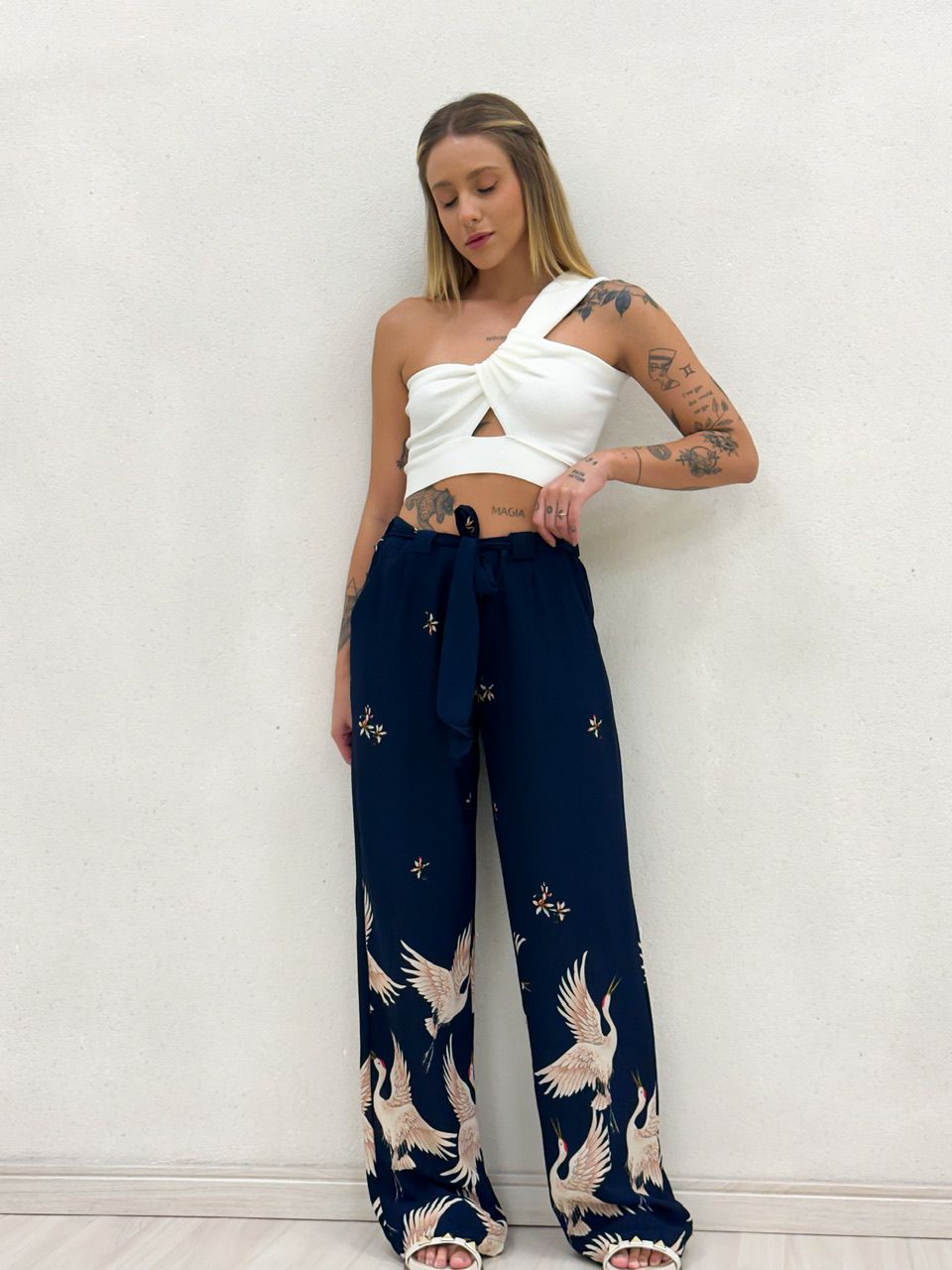 CALÇA HANA ESTAMPADA MARINHO