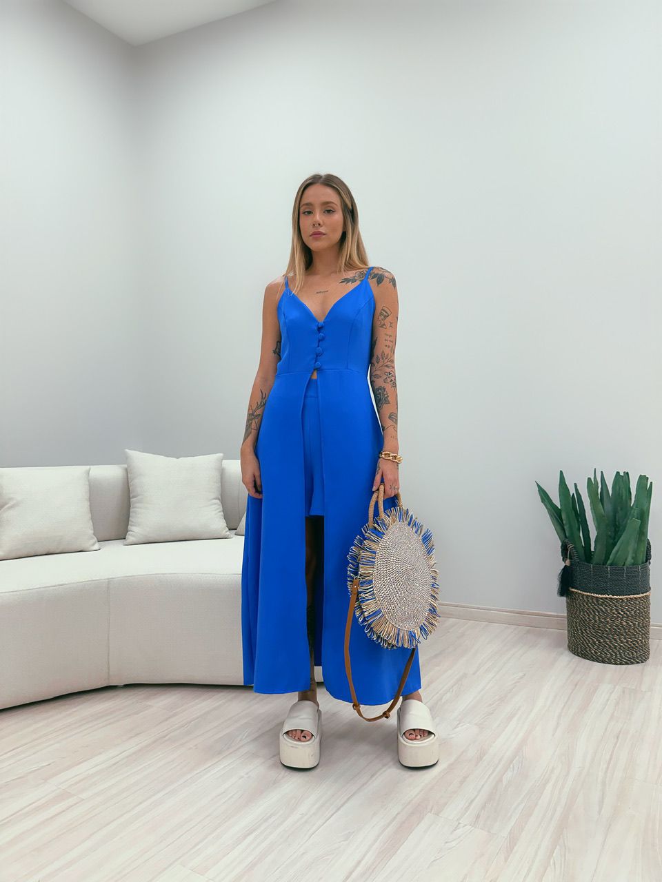 CONJUNTO MIA TÚNICA SHORT AZUL - 0048510109 - CAROLLA FERRARO
