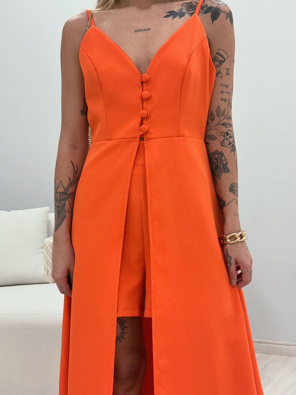 CONJUNTO MIA TÚNICA SHORT LARANJA